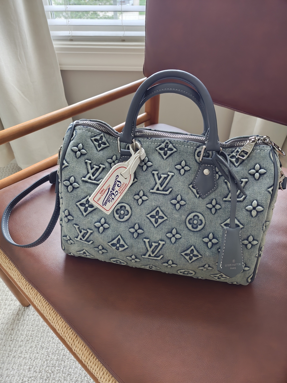 Louis Vuitton Blue Denim Monogram Speedy 30 Bandoulière Bag